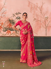 Kimora Sindhuri Premium Bindiya Bandhani Georgette Saree with Blouse SA-489
